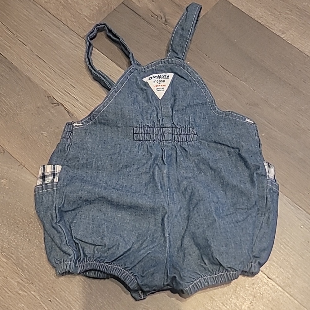 Vintage OshKosh Carrot Bubble Denim Overalls Rompers 90s 100% Cotton 12 Months - Picture 8 of 12